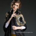 Ms China Golden Dragon Pattern Silk Scarves Black Scarf